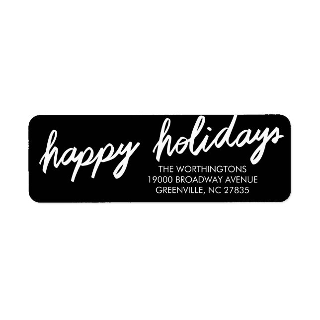 Bold Happy Holidays Script Return Address Label (Front)