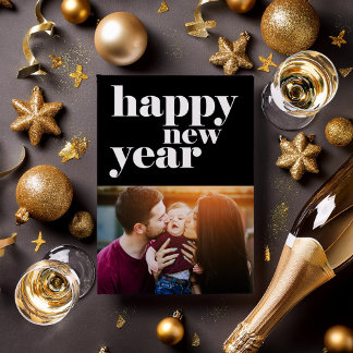 Bold Happy New Year 5-Photo Holiday Card