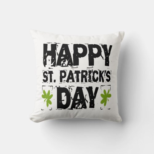 Bold Happy St Patricks Day Grunge Throw Pillow