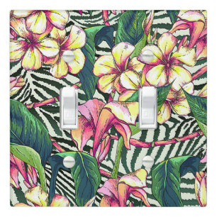 Bold HAWAIIAN Floral Monstera Leaves & Plumeria Light Switch Cover