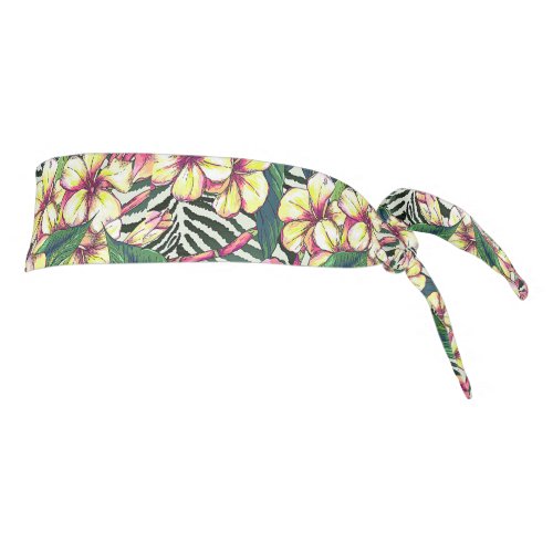 Bold HAWAIIAN Floral Monstera Palm Leaves Plumeria Tie Headband