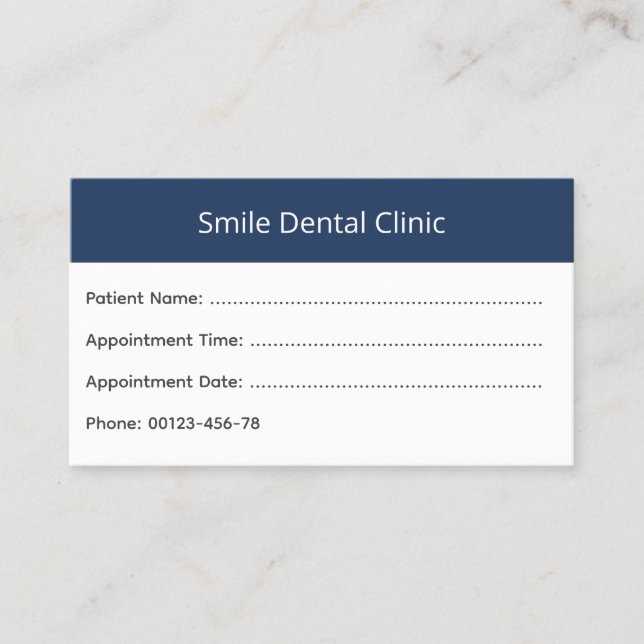 Bold Header Dental Appointment Card (Front)