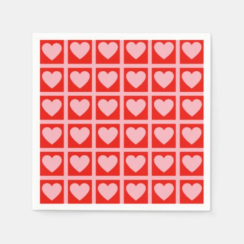 Bold Hearted Valentines Day Party Napkins