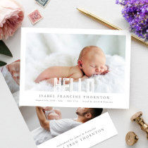 BOLD Hello photo collage baby birth Announcement