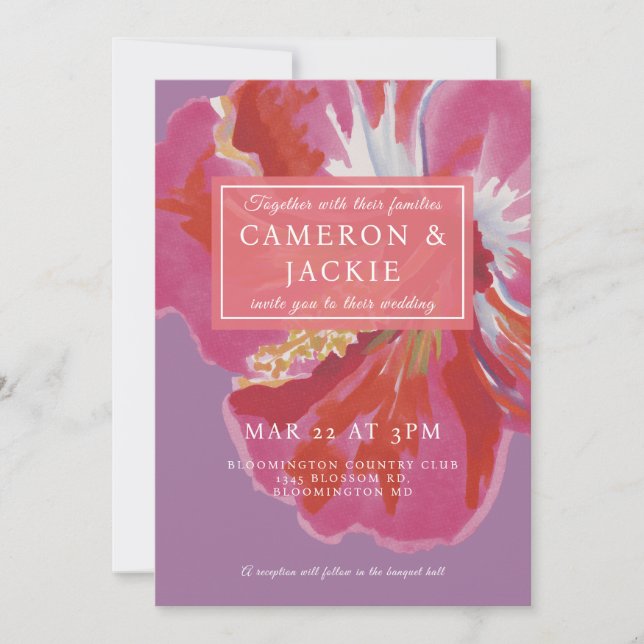 Bold Hibiscus Tropical Wedding  Invitation (Front)