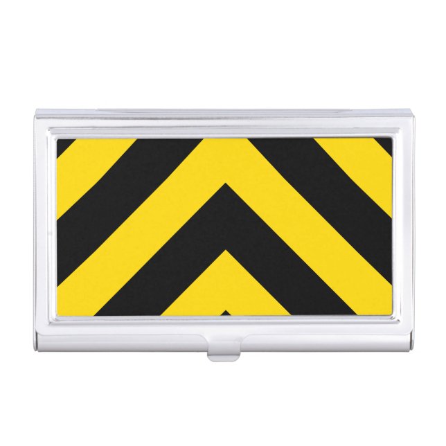 Bold Highway Traffic Bumble Bee Chevrons Business Card Holder (Front)