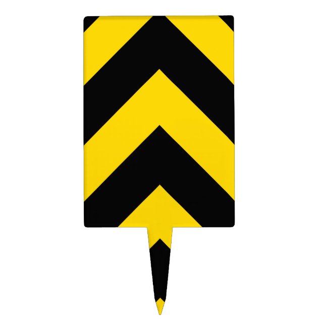 Bold Highway Traffic Bumble Bee Chevrons Cake Topper (Front)