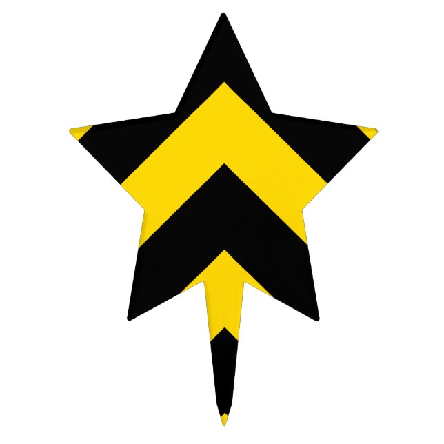 Bold Highway Traffic Bumble Bee Chevrons Cake Topper (Front)