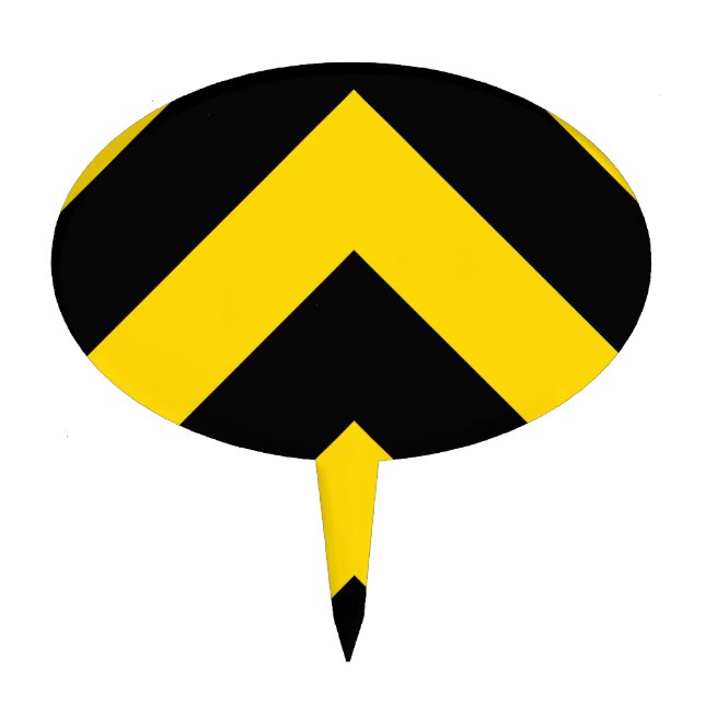 Bold Highway Traffic Bumble Bee Chevrons Cake Topper (Front)