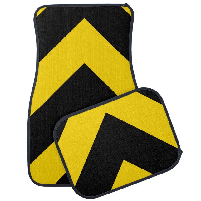 Bold Highway Traffic Bumble Bee Chevrons Car Floor Mat (Set)