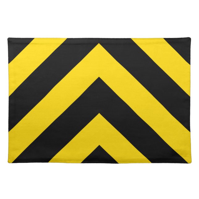 Bold Highway Traffic Bumble Bee Chevrons Cloth Placemat (Front)