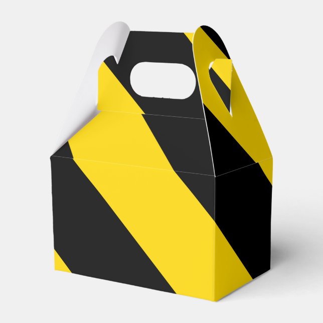 Bold Highway Traffic Bumble Bee Chevrons Favor Boxes (Front Side)
