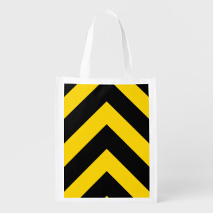 Bold Highway Traffic Bumble Bee Chevrons Grocery Bag