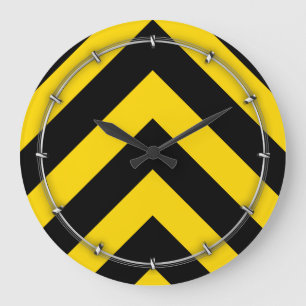 Bold Highway Traffic Bumble Bee Chevrons Large Clock
