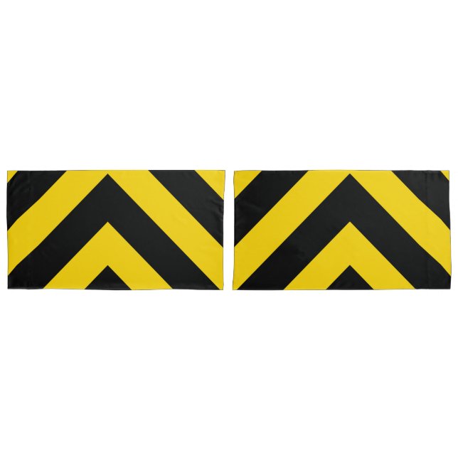 Bold Highway Traffic Bumble Bee Chevrons Pillow Case (Front-Set)