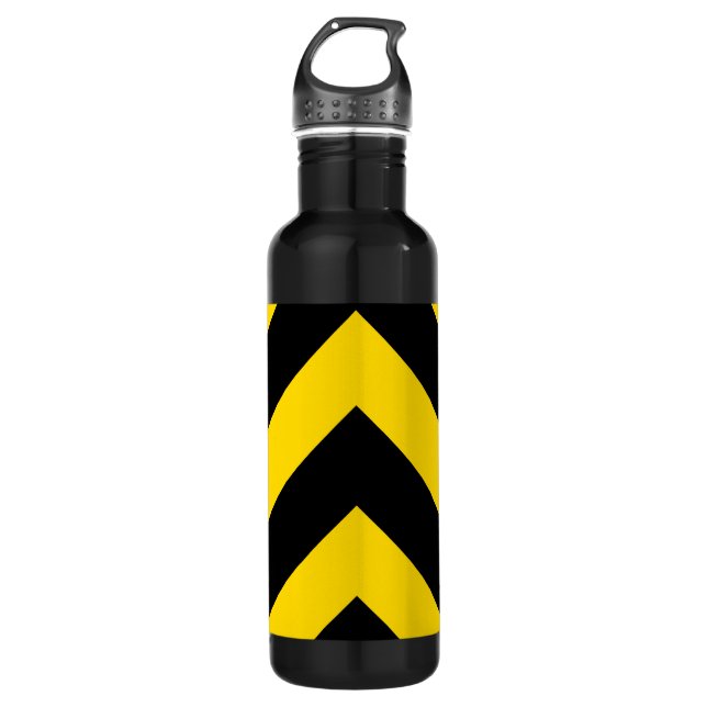 Bold Highway Traffic Bumble Bee Chevrons Stainless Steel Water Bottle (Front)