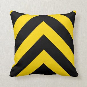 Bold Highway Traffic Bumble Bee Chevrons Throw Pillow