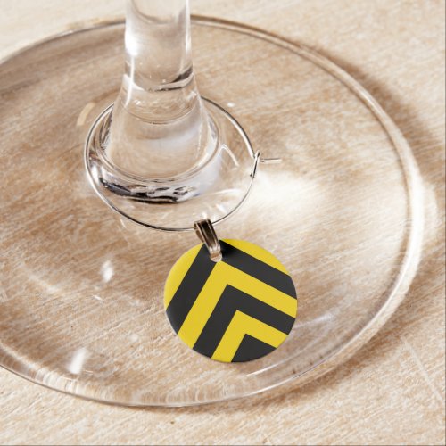 Bold Highway Traffic Bumble Bee Chevrons Wine Glass Charm