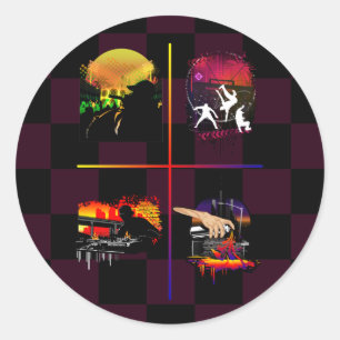 Bold Hip Hop Street Culture Vibrant Urban Checker Classic Round Sticker