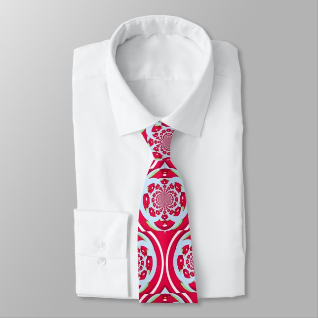 Bold Holiday Fractal Design Neck Tie (Tied)