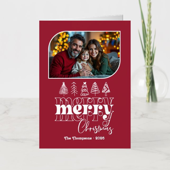 Bold Holiday Hand Drawn Merry Christmas Photo (Front)