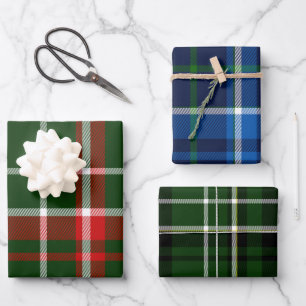 Bold Holiday Plaid Wrapping Paper Sheets