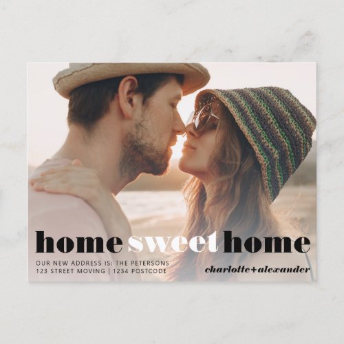 Bold home sweet home photo moving announcement