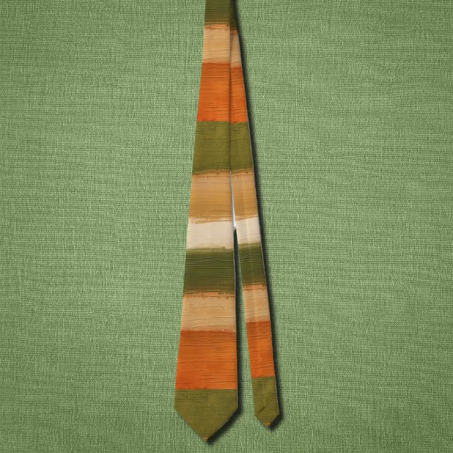 Bold horizontal artsy  stripes in  autumn mood  neck tie (Creator Uploaded)