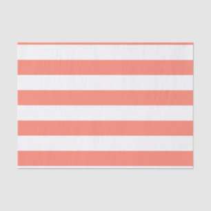 Bold Horizontal Coral and White Stripes Tissue Paper