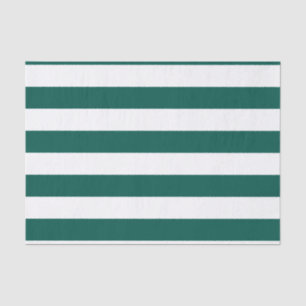 Bold Horizontal Pine Green and White Stripes Tissue Paper