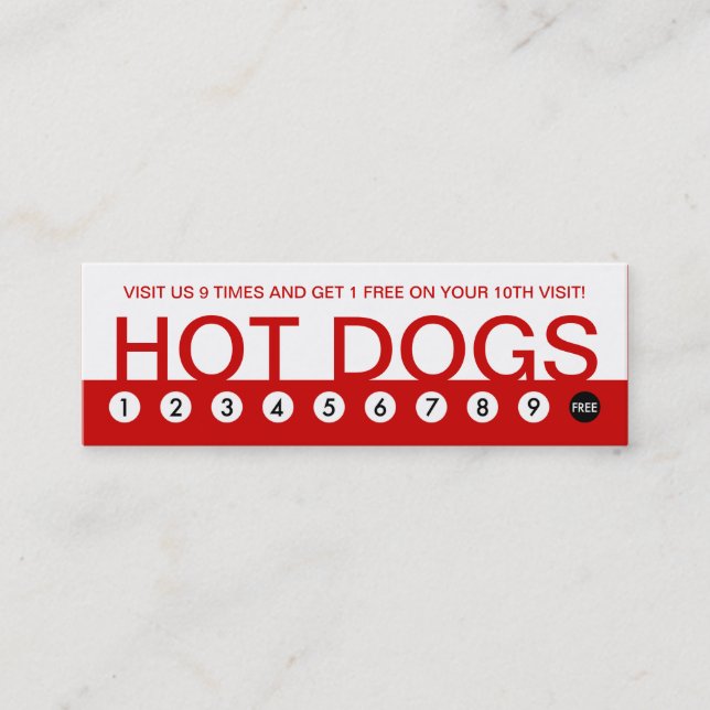 bold HOT DOGS customer loyalty Card (Front)