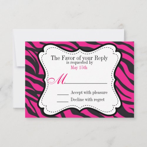 Bold Hot Pink Black Zebra Stripes Wedding Invites