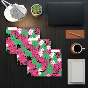 Bold Hot Pink Leopard Tropical Jungle Seamless Pat File Folder