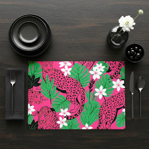 Bold Hot Pink Leopard Tropical Jungle Seamless Pat Placemat