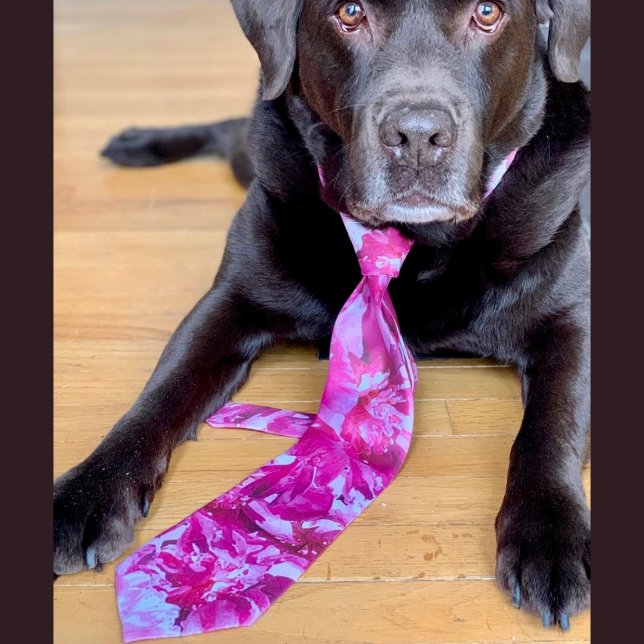 Bold Hot Pink Peony Floral Strip Design Neck Tie (The tie color is off a bit in this picture, but he is so handsome.)