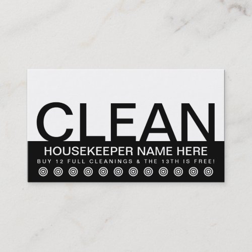 bold HOUSE CLEANING customer loyalty card
