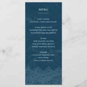 Bold Hues Blue Marble Custom Flat Menu Card