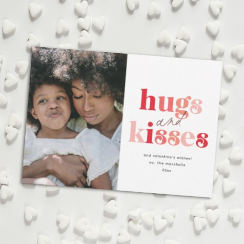 Bold Hugs and Kisses Photo Valentines Day Holiday Card