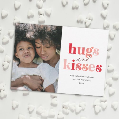 Bold Hugs and Kisses Photo Valentines Day Note Card