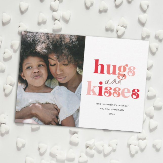 Bold Hugs and Kisses Photo Valentine's Day Note Card (Creator Uploaded)