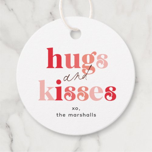 Bold Hugs and Kisses Valentines Day Classic Favor Tags