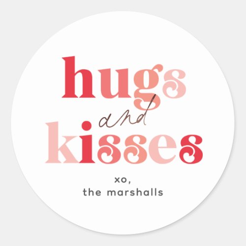 Bold Hugs and Kisses Valentines Day Classic Round Classic Round Sticker