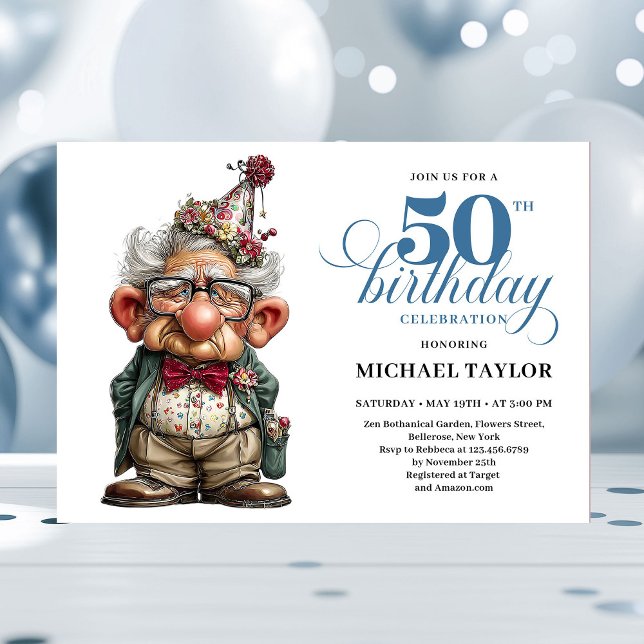 Bold Humor Man 50 Year Birthday Party Invite (Bold Humor Man 50 Year Birthday Party Invite)