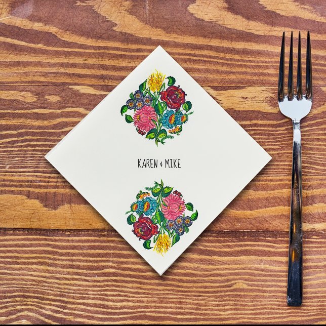 Bold Hungarian Floral personalized Napkins (Creator Uploaded)