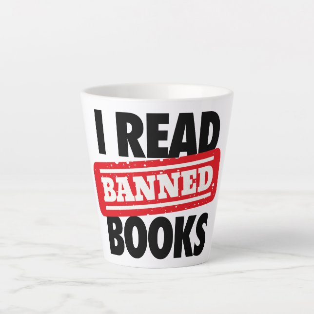 Bold “I Read Banned Books” Bookish  Latte Mug (Front)