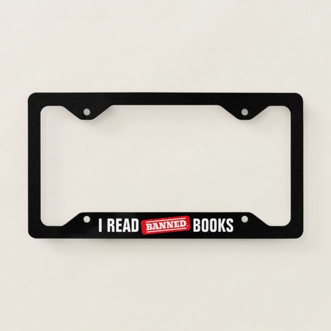 Bold “I Read Banned Books” Bookish  License Plate Frame (Front)