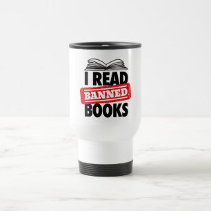Bold “I Read Banned Books” Bookish Travel Mug