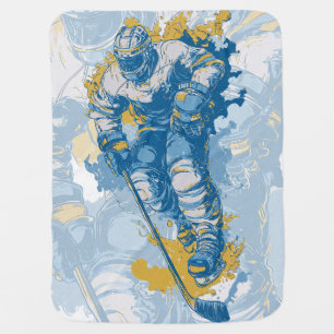 Bold Ice Hockey Mascot Winter Sports Baby Blanket
