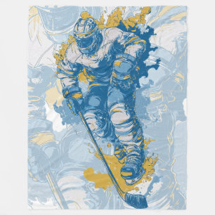 Bold Ice Hockey Mascot Winter Sports Fleece Blanket