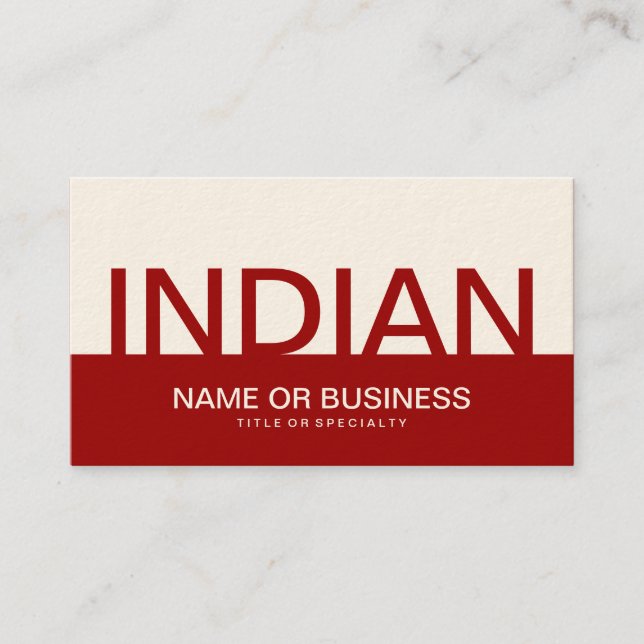 bold INDIAN (color customizable) Business Card (Front)